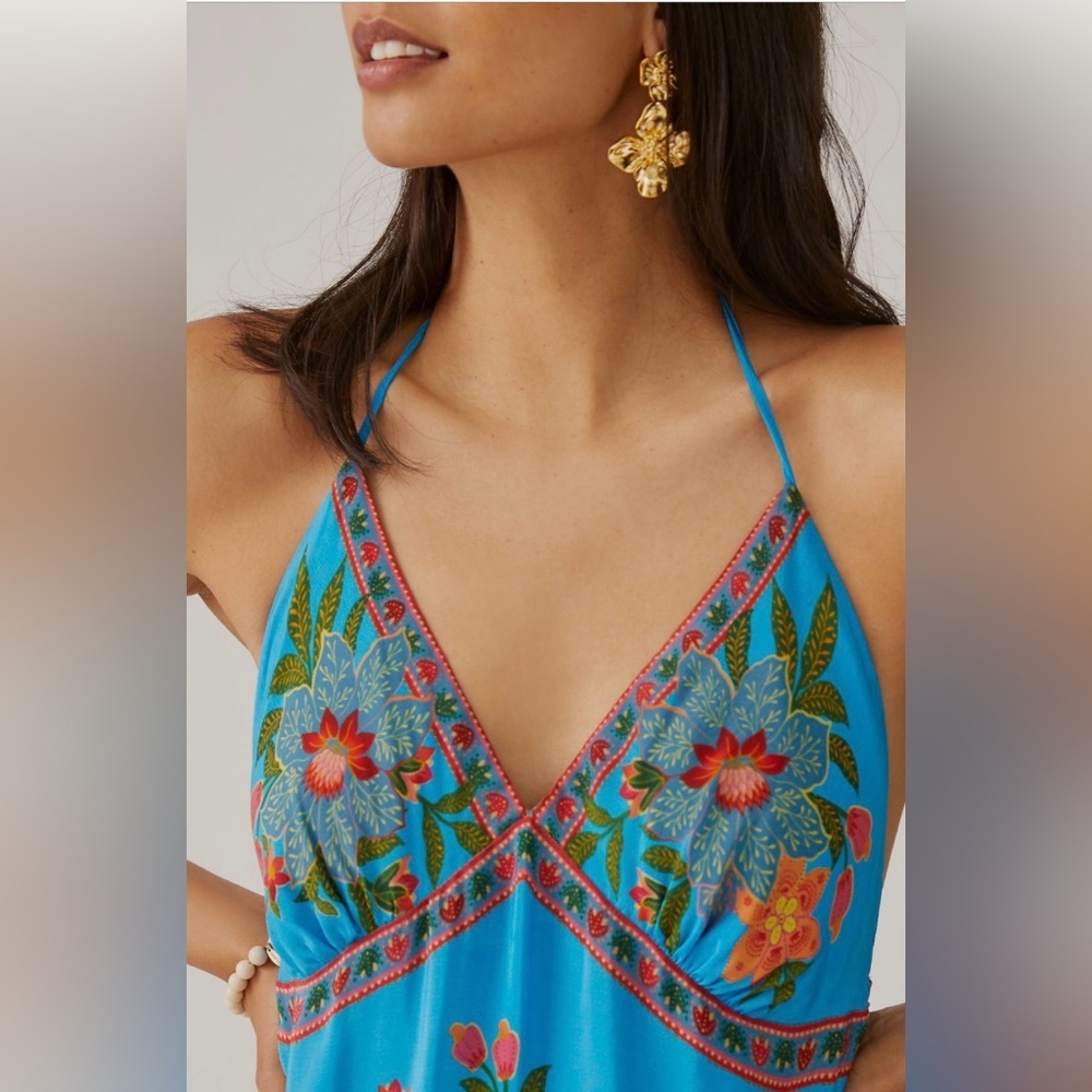 ‼️RARE‼️🎸Farm Rio x Anthropologie🎸🔥NWT🔥Floral Midi Dress— Size XS - Picture 3 of 13